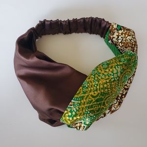 Ankara Green/Brown Print Turban Style Headband